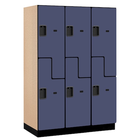 Salsbury Industries 2 Tier 'S' Designer Locker, 54"Wx76"Hx21"D, 6 Door, Blue 18-27361BLU